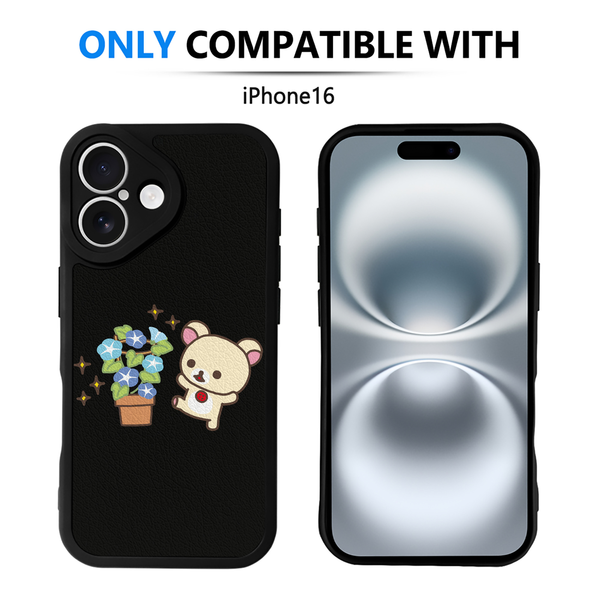 （画像用） リラックマ リラックマ キイロイトリ Rilakkuma Korilakkuma Kiiroitori 【iPhone 16シリーズ対応】シリコンスマホケース（レザー調） 材質：シリコン